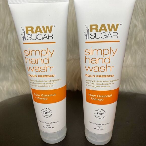 2- NEW Raw Sugar Simply Hand Wash Raw Coconut + Mango  Vegan  Organic  9 fl oz - Picture 1 of 2
